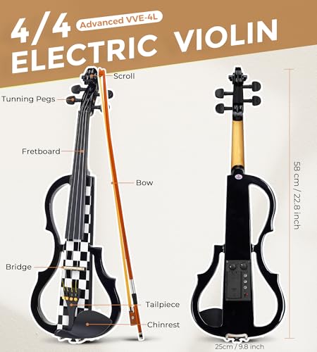 Vangoa Electric Violin Full Size Set, Maple - Image 5