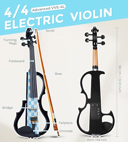 Vangoa Electric Violin Kit For Beginners, Blue - Image 5