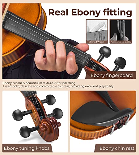 Vangoa Professional Acoustic Violin Kit With Premium Ebony Fitting - Image 3