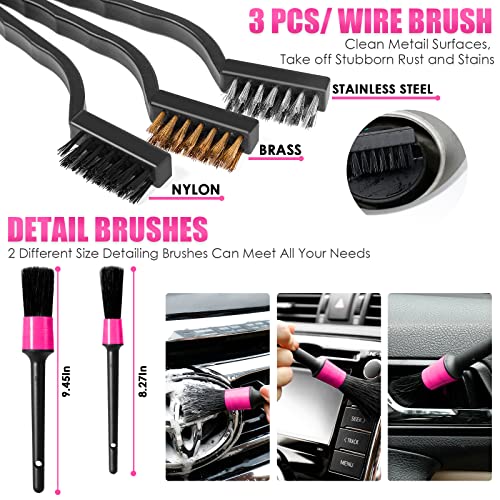 Viewsun Pink Car Cleaning Kit, 19PCS Detailing Set - Image 5