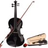 CooFel Violin Fiddle Full Size with Case (4/4, Black)