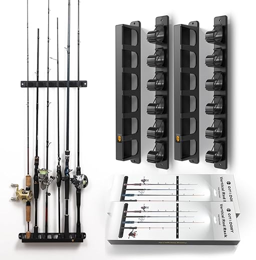 OJYDOIIIY Wall Mount Fishing Rod Holders, Vertical Rack
