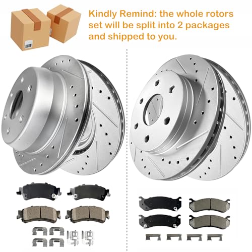 WEIZE Front And Rear Brake Rotors Pads Kit - Image 3