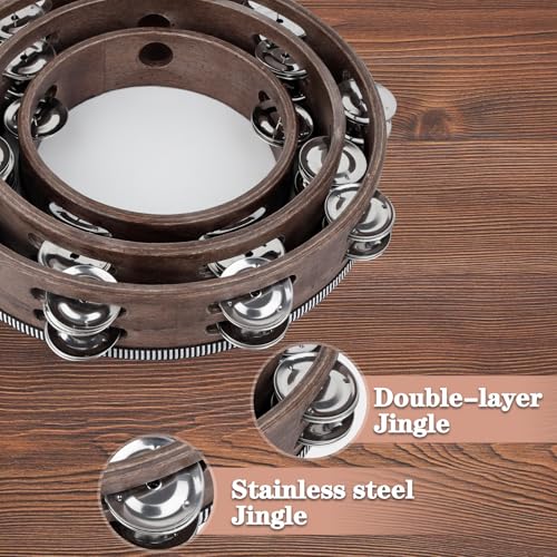Wirmevi 3 PCS Wooden Hand Held Tambourine - Image 3