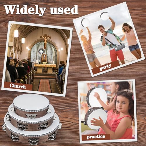 Wirmevi 3 PCS Wooden Hand Held Tambourine - Image 4
