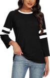 Sunidol Women’s 3/4 Sleeve Patchwork Striped Blouse