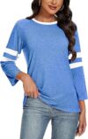 Sunidol Women’s 3/4 Sleeve Patchwork Striped Blouse