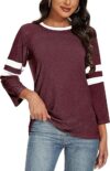 Sunidol Women’s 3/4 Sleeve Patchwork Striped Blouse