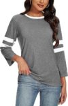 Sunidol Women’s 3/4 Sleeve Patchwork Striped Blouse