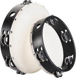 Foraineam Wood Handheld Tambourine With Jingle Bells