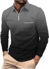 Generic Workout Tops Men Classic Fall Long Sleeve Basic Button T-Shirt Lightweight Cotton Golf Shirts With Pocket