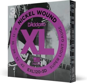 D'Addario XL Nickel Electric Guitar Strings - EXL120-3D
