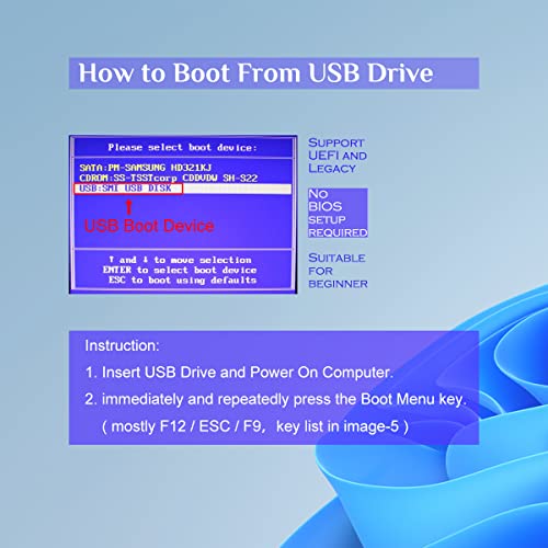 Xtssui 32GB - Bootable Windows 10&11, USB Driver 3.2Gen For Reinstall Windows, Reset Password, Network Drives (WiFi & LAN), Supported UEFI And Legacy, Compatible All Brands - Image 5