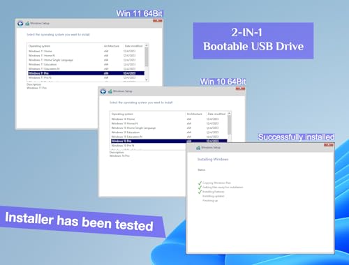 Xtssui 32GB - Bootable Windows 10&11, USB Driver 3.2Gen For Reinstall Windows, Reset Password, Network Drives (WiFi & LAN), Supported UEFI And Legacy, Compatible All Brands - Image 2