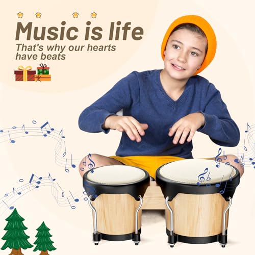 YCRRVAE Bongo Drum Set - Tunable Percussion Instruments - Image 4