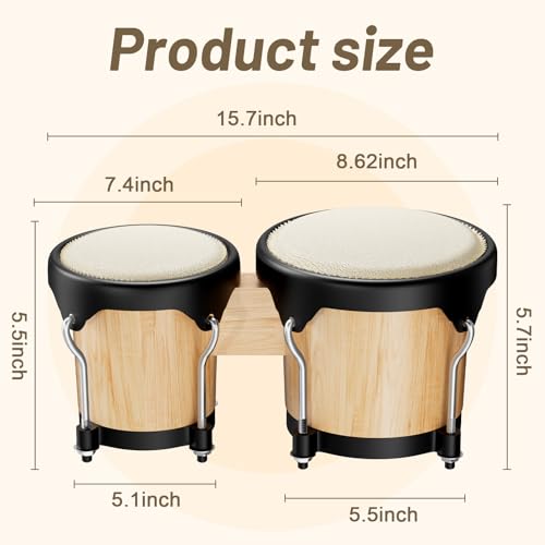 YCRRVAE Bongo Drum Set - Tunable Percussion Instruments - Image 2