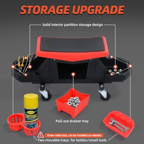 YITAHOME Detailing Stool With Wheels, Mechanics Seat - Image 3