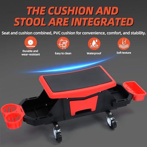 YITAHOME Detailing Stool With Wheels, Mechanics Seat - Image 4