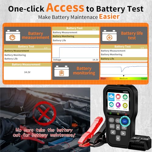 YMTOOL OBD2 Scanner Battery Tester, IPS Screen - Image 3