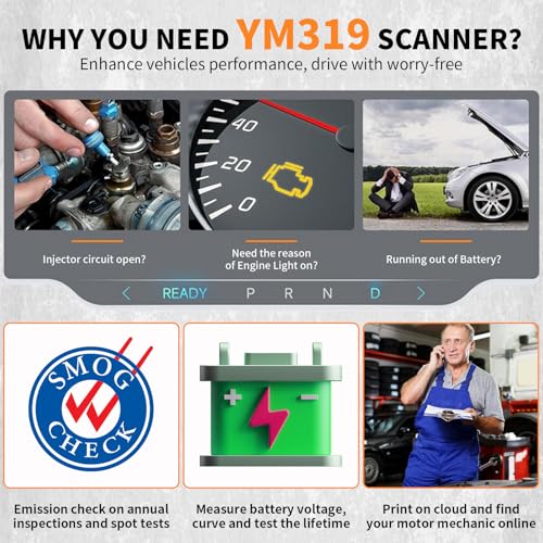 YMTOOL OBD2 Scanner Battery Tester, IPS Screen - Image 5