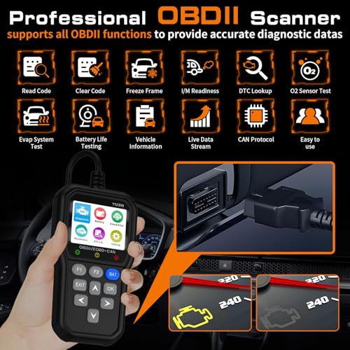 YMTOOL OBD2 Scanner Battery Tester, IPS Screen - Image 2