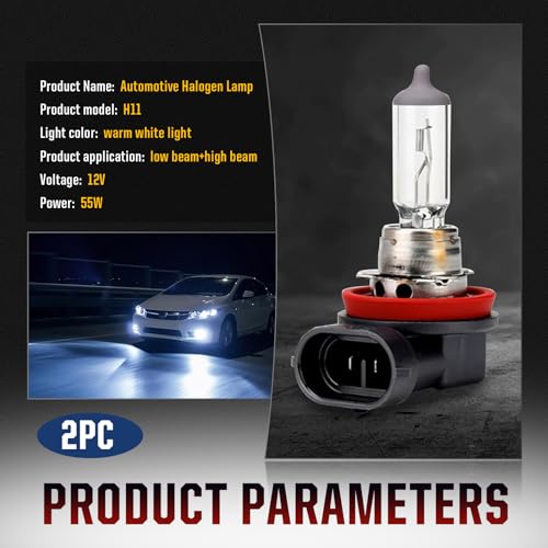Yumfugu Pack-2 Car H11 Halogen Bulb Replacement - Image 2