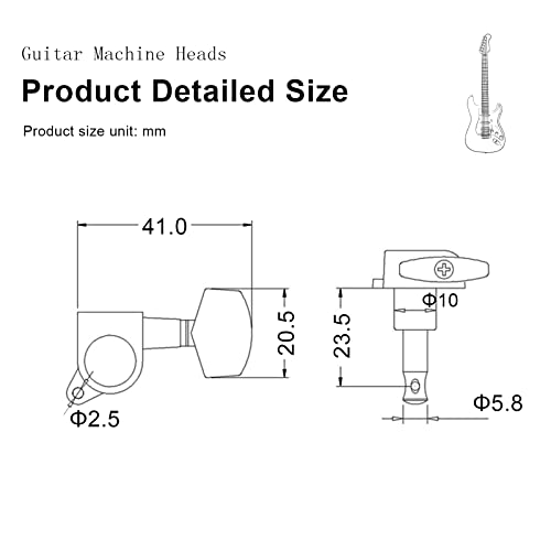 SAPHUE 6R Big Square Sealed Guitar Tuners - Image 5
