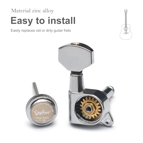 SAPHUE 6R Guitar Locking Tuners 1:18 Chrome - Image 3
