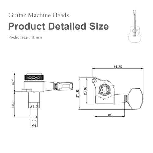 SAPHUE 6R Guitar Locking Tuners 1:18 Chrome - Image 5