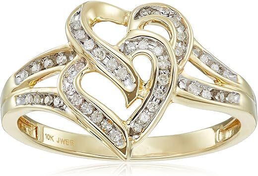 Amazon Essentials Diamond Two Hearts Ring