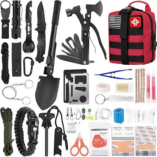 LUXMOM 142-Piece Survival and First Aid Kit