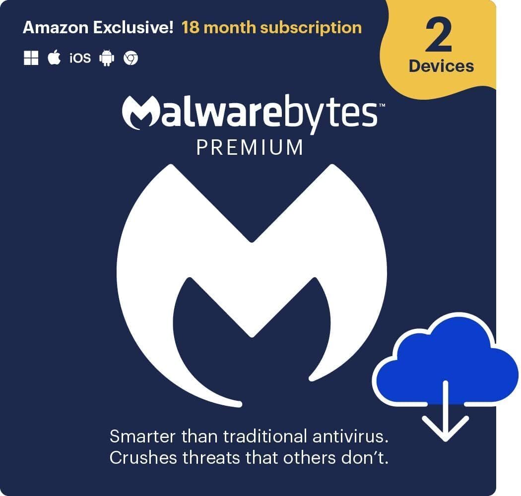 Malwarebytes 18 Months, 2 Devices, PC/Mac/Android [Online Code]