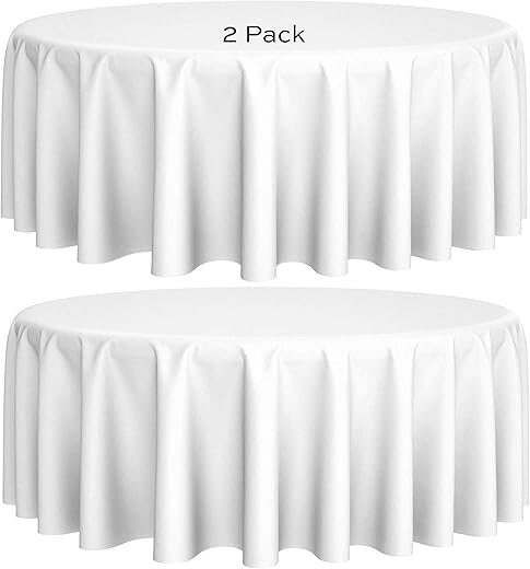 Wealuxe 2 Pack 90 Inch White Round Tablecloths