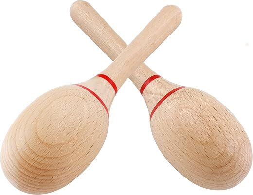 Cionyce 2 Pack Beech Wooden Maracas Rumba Shakers