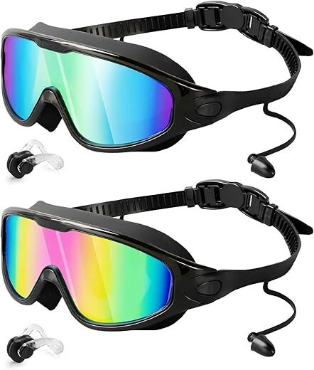 Rantizon 2-Pack Wide View Anti-Fog Swim Goggles