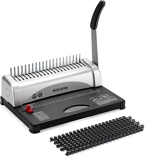NOKAPIN 21-Hole Comb Binding Machine with Kit
