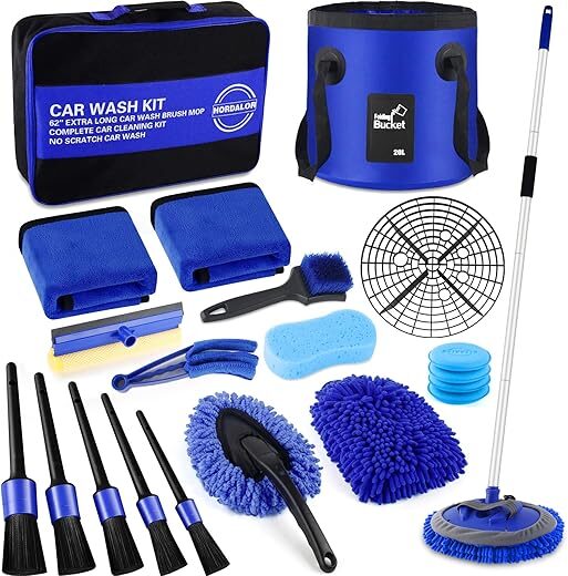 HORDALOR 21Pcs Car Wash Kit With Brush Mop