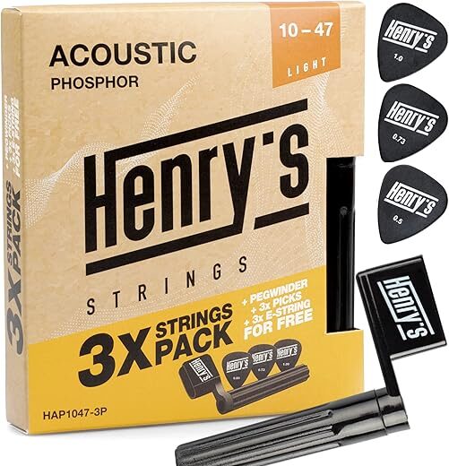 Henry’s Strings 3 Pack Acoustic Guitar Strings 10-47