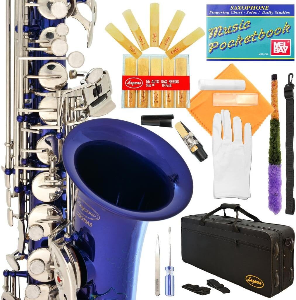 Lazarro 370-BU Blue/Silver Eb Alto Saxophone