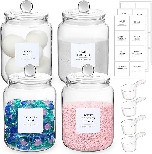 LANDNEOO 4 Pack Half Gallon Glass Jars