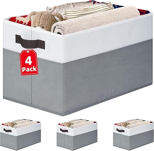 Criusia 4 Pack Large Fabric Storage Baskets