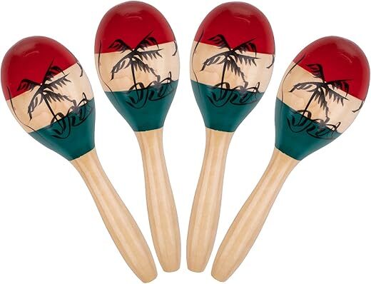 Foraineam 4 Pack Painted Wooden Maracas Instrument