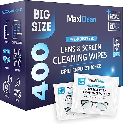 Maxi Clean 400 Pre-moistened Lens Cleaner Wipes
