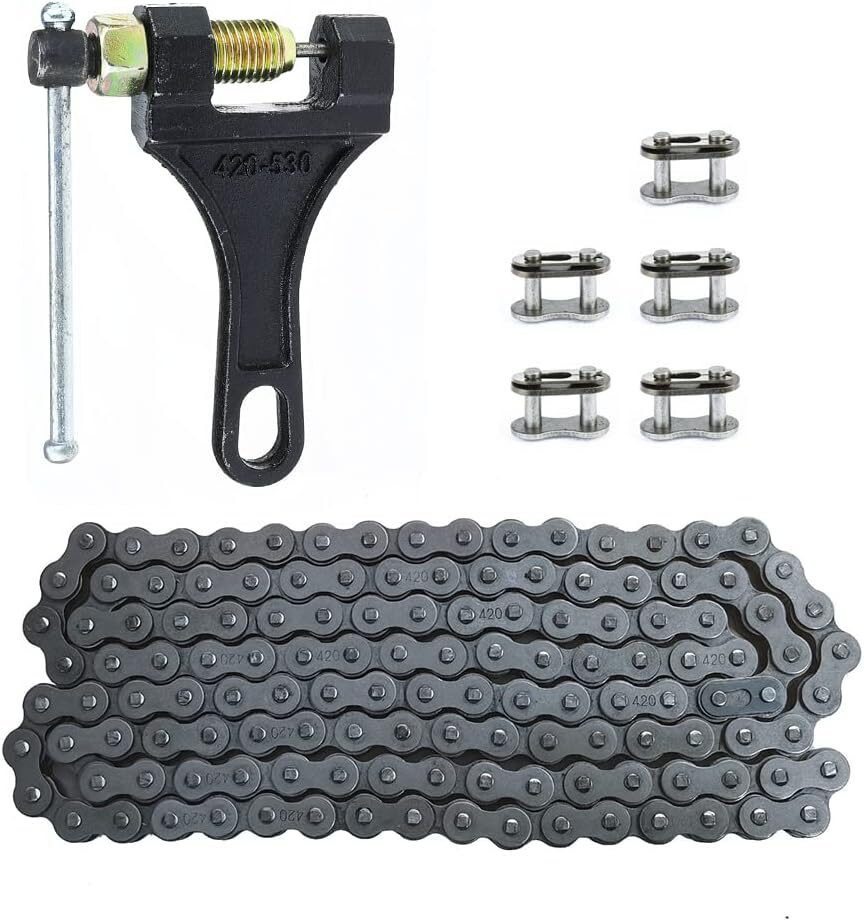 DKIIGAME 420 Motorcycle Chain With Breaker, 132 Link