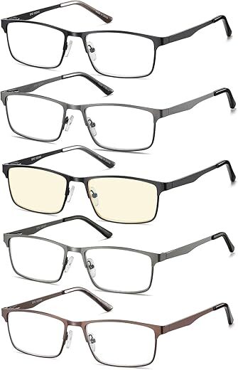 EYECEDAR 5 Pack Metal Frame Reading Glasses