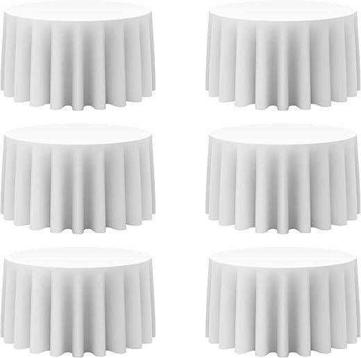 BRILLMAX 6 Pack 120″ White Round Tablecloths