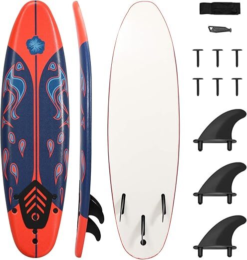 GYMAX 6′ Surfboard with Fins & Leash