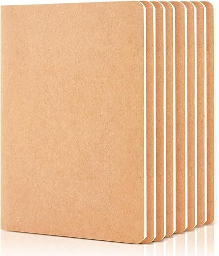 feela 8-Pack Blank Kraft Paper Notebooks, A5