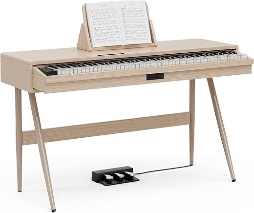 UMOMO 88 Key Weighted Digital Piano, Burlywood