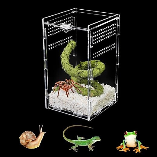 U0U Acrylic Reptile Terrarium Enclosure, 4″x 4″ x 8